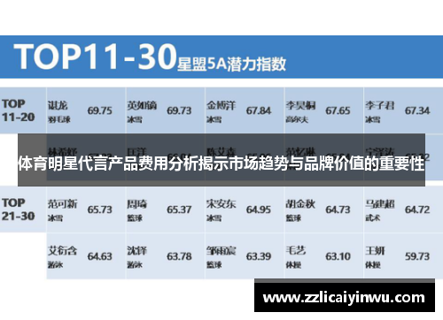 体育明星代言产品费用分析揭示市场趋势与品牌价值的重要性