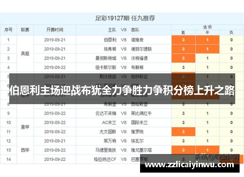 伯恩利主场迎战布犹全力争胜力争积分榜上升之路